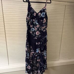 Navy Floral High Low Dress